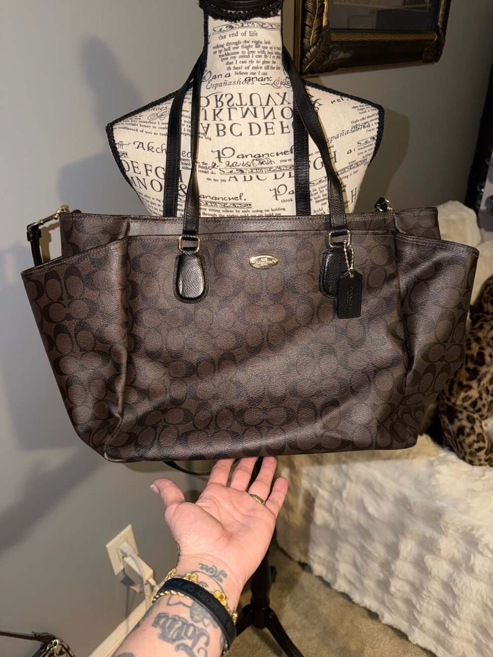 Coach Monogram Baby Diaper Bag in Signature Canvas Crossbody Tote